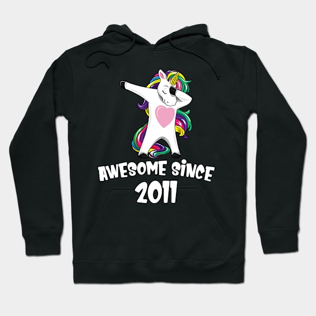 Awesome Since 2011 Birthday Dabbing Unicorn Hoodie by bigD